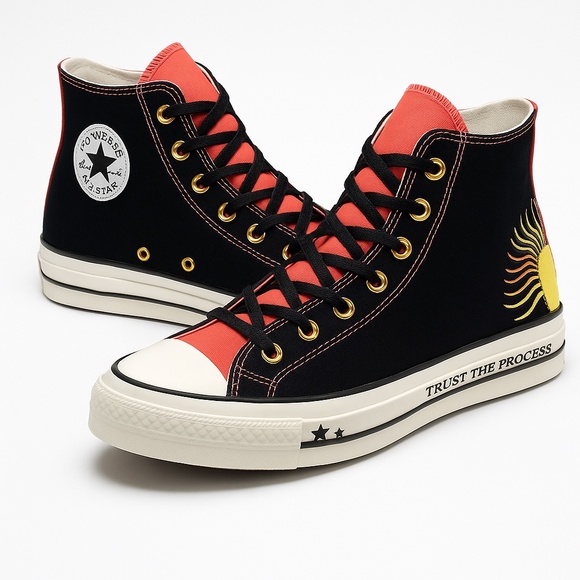 Converse Chuck 70 High Top Trust The Process Sun Sneakers Black Coral M10 W12 main image 10